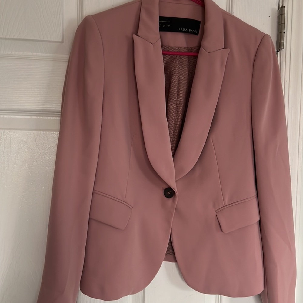 Zara jacket coat pink Zara basic coat jacket button jacket tea pink Zara fashion